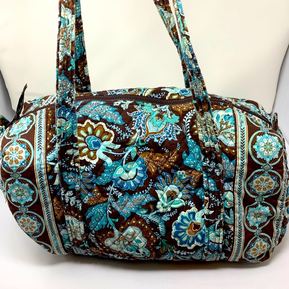 Vera Bradley Blue and Brown Duffle Bag - Picture 1 of 6